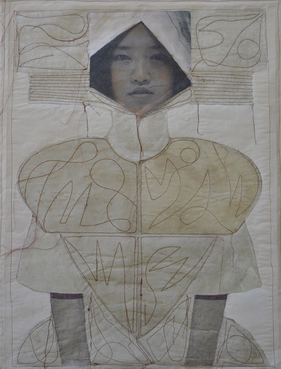cucita, filo rosso-cm.105x80-2012 