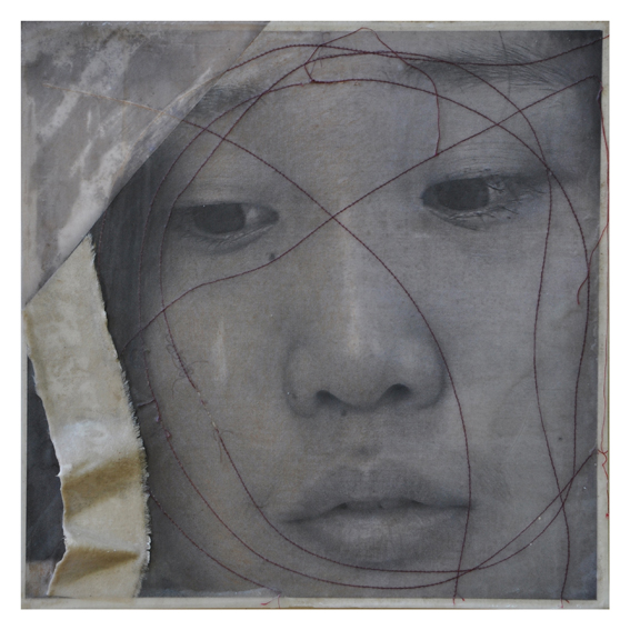 cm 30x30, foto cucita e cera, 2011