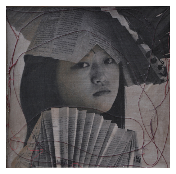 cm 30x30, foto cucita e cera, 2011